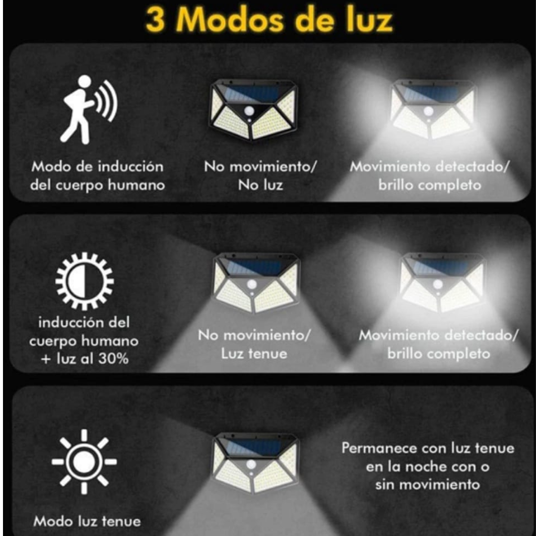 LAMPARA SOLAR LED + de 8 HORAS de FUNCIONAMIENTO