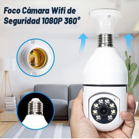 FOCO CÁMARA DE SEGURIDAD 360° (FÁCIL Y DISCRETA)